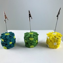 Oasis Decoration Sarı Yeşil Koyu Yeşil Papatya 3'lü Not Tutucu Set
