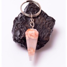 Taş Sandığı Çiçek Akik Taşı Anahtarlık - Koni Şeklinde