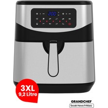 Grandchef  9.2 Litre Inox Geniş Hazneli 3xl Dokunmatik 10 Ön Ayarlı Airfryer Sıcak Hava Fritözü