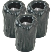 Evene Mumluk Şamdan 3 Adet Tealight Uyumlu Üçlü Büyük Erimiş Mum Model