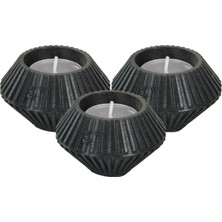 Evene Mumluk Şamdan 3 Adet Tealight Uyumlu Elmas Çizgili Model