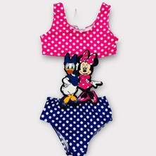 Lolli Boom Kids  Kız Çocuk Çizgi Film Karakterli Figürlü Mayokini Yeni Sezon Mickey - Daisy Duck Puantiye
