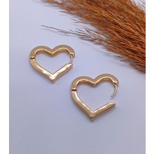 Sapphire Store Gold Renk Kalp Çelik Küpe
