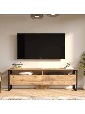 Yurudesign ML19 Iron Metal Tv Ünitesi Tv Sehpası 2 Kapaklı 180cm