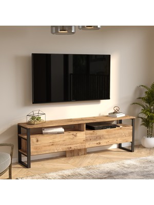 Yurudesign ML19 Iron Metal Tv Ünitesi Tv Sehpası 2 Kapaklı 180cm