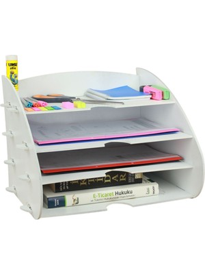 Evene Dosya Düzenleyici Masa Üstü Organizer Ahşap Evrak Raflı Model 3