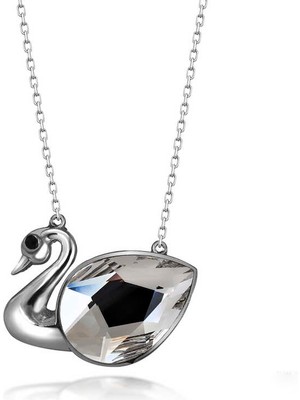 925 Gümüş Swarovski Crystal Taşlı Kuğu Gümüş Kadın Kolye