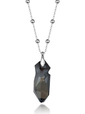 925 Gümüş Swarovski Crystal Taşlı Top Zincir Gümüş Kadın Kolye