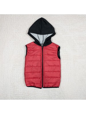 Momikon Unisex Kapüşonlu Kırmızı Şişme Yelek