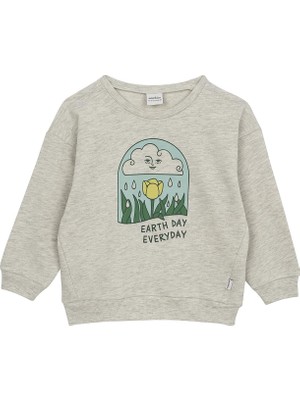 " Earth Day" Baskılı Sweatshirt