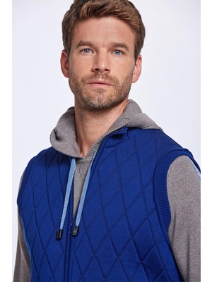 Hemington Merino Yün Activewear Indigo Triko Yelek