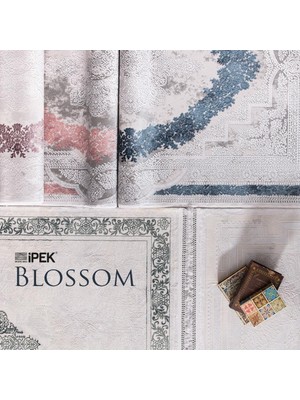 Ipek Mekik Halı Blossom Mor Ekru Klasik Eskitme Halı