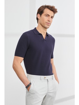 ALTINYILDIZ CLASSICS Erkek Lacivert Standart Fit Normal Kesim Polo Yaka Kısa Kollu Triko