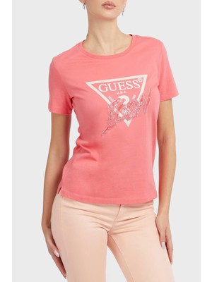 Guess Logolu Bisiklet Yaka % 100 Pamuklu Regular Fit Icon T Shirt Bayan T Shirt W3GI46I3Z14 A60Y