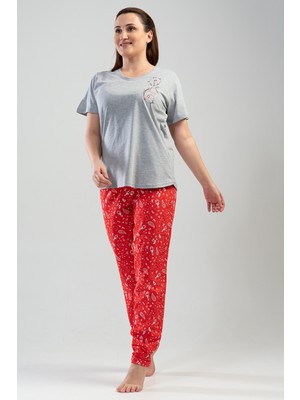 Vienetta Pamuklu Kadın Büyük Beden Kısa Kol Pijama Takım
