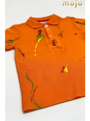 Mojo Bebek Mojo Erkek Çocuk Baskılı Polo Yaka Kısa Kol T-Shirt 0252 Turuncu