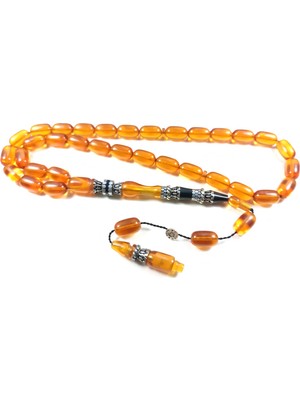 İskeçe Tesbih Şükrü Baba Usta İşi İmzalı İmame Hitame Gümüş Nakkaş Zar Kehribar