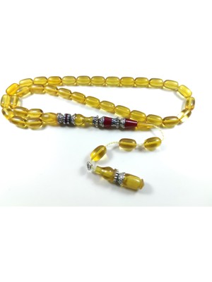 İskeçe Tesbih Şükrü Baba Usta İşi İmzalı İmame Hitame Gümüş Nakkaş Zar Kehribar