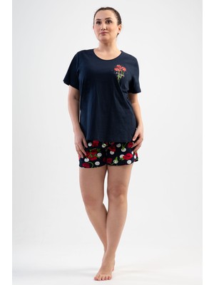 Vienetta Kadın Büyük Beden Kısa Kol Şortlu Pijama Takım
