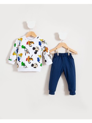 Bubito Özel Karakterler Baskılı Bebek Alt Üst Takım Mavi