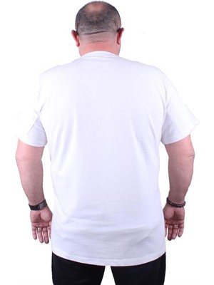 Starbattal Erkek Büyük Beden Likralı Basic Sıfır Yaka Tişört 11160 Beyaz