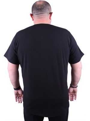 Starbattal Erkek Büyük Beden Kısa Kol Likralı Basic V Yaka Tişört 11170 Siyah Günlük Stil