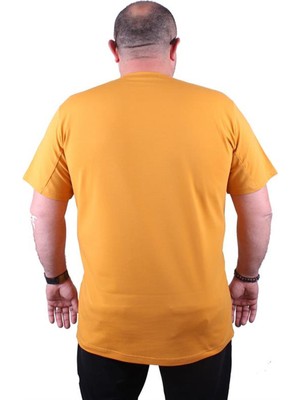 Starbattal Erkek Büyük Beden Likralı Basic V Yaka Tişört 11170 Hardal