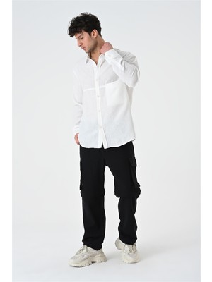 Rocqerx R-3885 Ceket Yaka Cep Detaylı Uzun Kol Gömlek