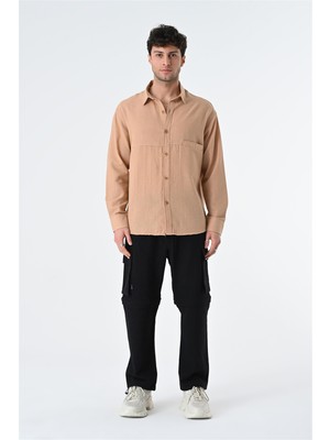 Rocqerx R-3885 Ceket Yaka Cep Detaylı Uzun Kol Gömlek