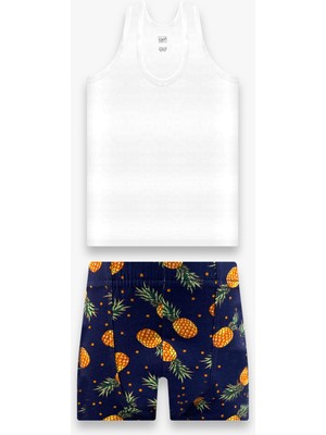 Cnt Erkek Çocuk Desenli Pamuklu Atlet Boxer Takımı 1'li Premium Paket