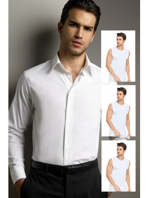 Cnt Erkek Ribana Bisiklet Yaka Gömlek Altı Iç Göstermeyen Kolsuz Fanila