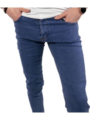 Cotton Chief Mavi Normal Bel Slim Fit Jean Dar Paça Erkek Kot Pantolon