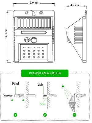 Philips BWS010 5W Solar Güneş Enerjili Duvar Aplik Beyaz Işık - Dış Mekan Sensörlü Aydınlatması