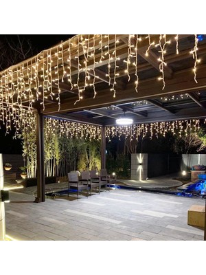 Kuzey Dekor Ramazan Işıkları LED Warm Light 4 Metre Gün Işığı Saçak Perde LED Işık 16 Dallı Saçak LED Işık