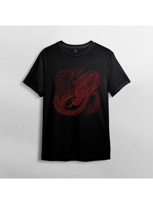 Pixxa Dragon - Ejderha %100 Pamuklu Bisiklet Yaka T-Shirt Model - 2