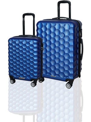 Polo&sky Petek Model Lacivert Renk 2'li Valiz Seti (Küçük+Büyük)