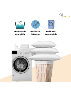 Viselia Yastık Silikon Elyaf Antibakteriyel Dolgu Uyku Yastığı Pamuklu Dikişli Kılıf 900 gr.