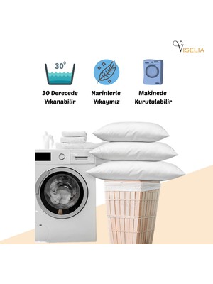 Viselia Yastık Boncuk Elyaf 5 Adet Antibakteriyel Dolgu Extra Yumuşak Uyku Yastığı Pamuklu 800 gr.