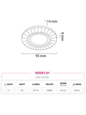 Nevo Sıva Altı Cam Spot 5W ND501