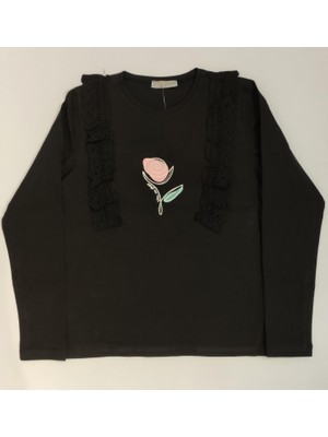 Little Star 2876 Fistolu Çiçek Baskılı Uzun Kol Body