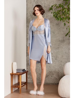 Pierre Cardin  Penye Gecelik Sabahlık Pijama Takım Şort Takım 6'lı Gelin Çeyiz Seti - 6000