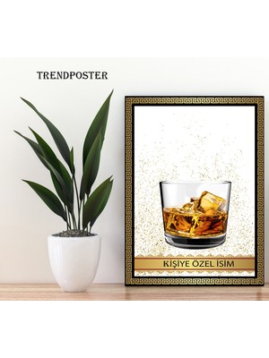 Trend Poster Siyah Çerçeve Görünümlü Bar Viski Köşesi Için Kişiye Özel Isim Yazılabilir  Duvar Tablosu Retro Ahşap Poster
