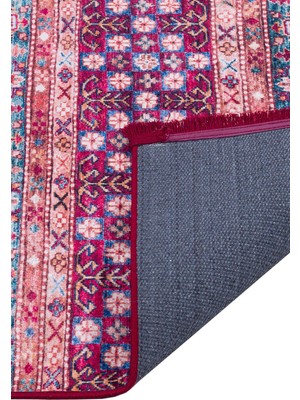 Frenda Home Etnik Kilim Desen Yıkanabilir Baskılı Pamuk Taban Halı