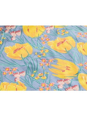 English Home Tulip Paradise Kolay Ütülenir Tek Kişilik Nevresım 160 x 220 cm Mavi