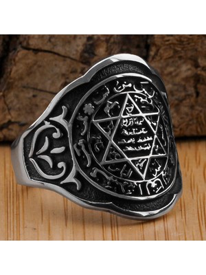 Takıhan Hz Süleyman Mührü Işlemeli Ayarlanabilir 925 Ayar Gümüş Yüzük