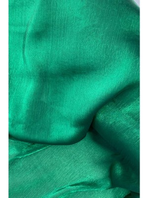Royaleks Abiye Elbiselik Işıltılı Tül Cam Organze Kumaş Zümrüt Yeşil
