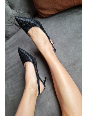 Topukla 036 1313 Topukla Kadın Taşlı Alçak Topuklu Stiletto Abiye Ayakkabı