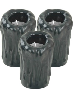 Evene Mumluk Şamdan 3 Adet Tealight Uyumlu Üçlü Büyük Erimiş Mum Model
