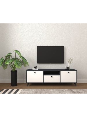 Conceptiva Relax Çift Renkli Tv Sehpası 140 cm 3 Kapaklı Tv Ünitesi