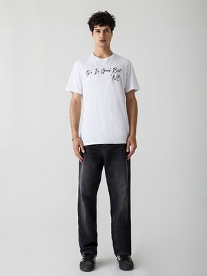 LTB Sloganlı Beyaz T-Shırt